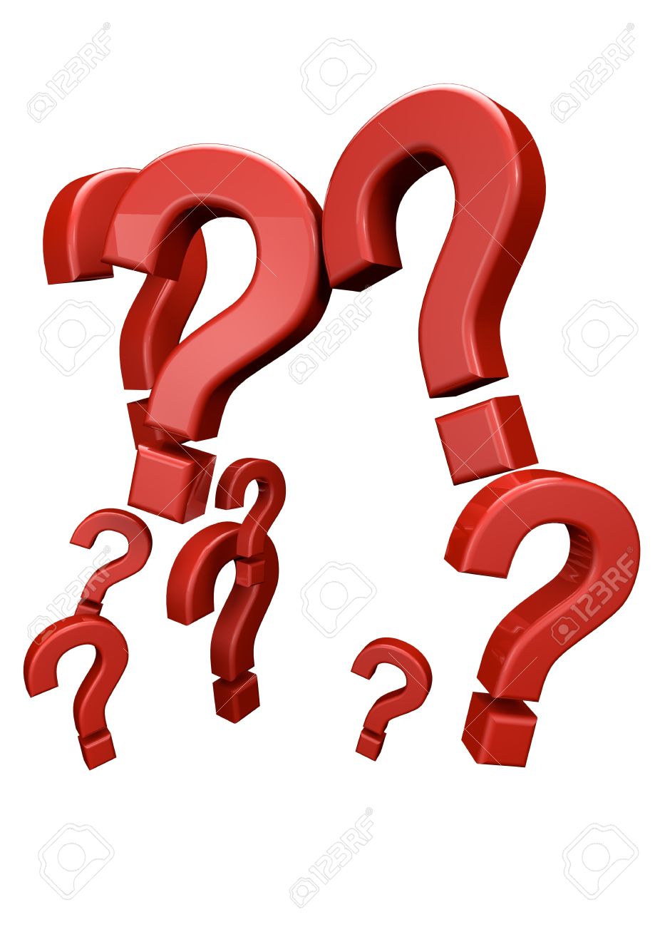 919x1300 Render Of A Group Of Question Marks Stock Photo, Picture