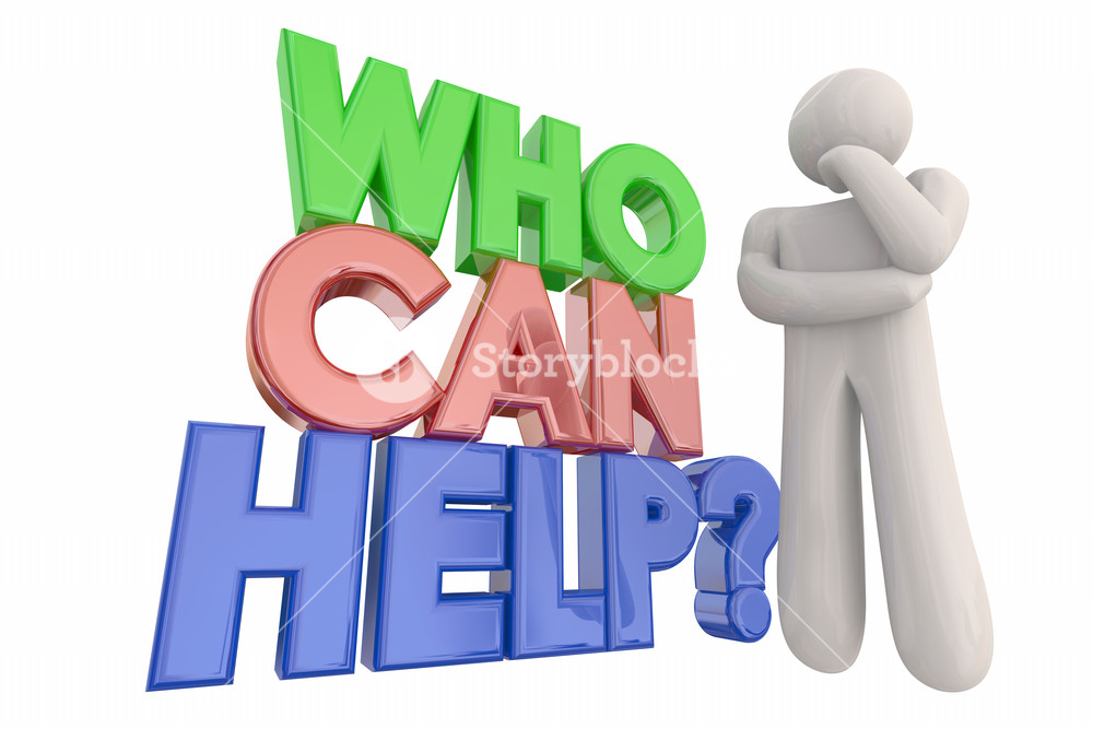 1000x667 Who Can Help Question Thinking Person Words 3d Illustration