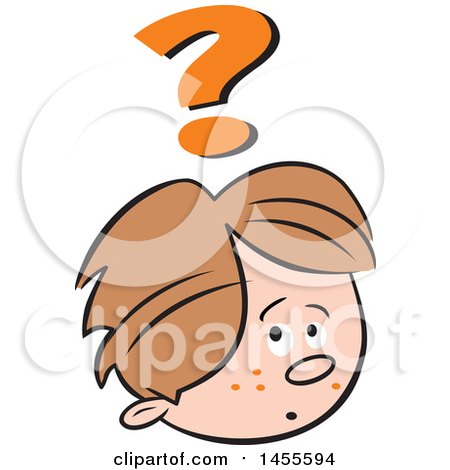 450x470 Clipart Of A Cartoon Caucasian Boy Questioning