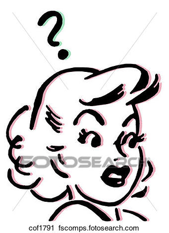 341x470 Clipart Of A Vintage Style Image Of A Woman And A Question Mark