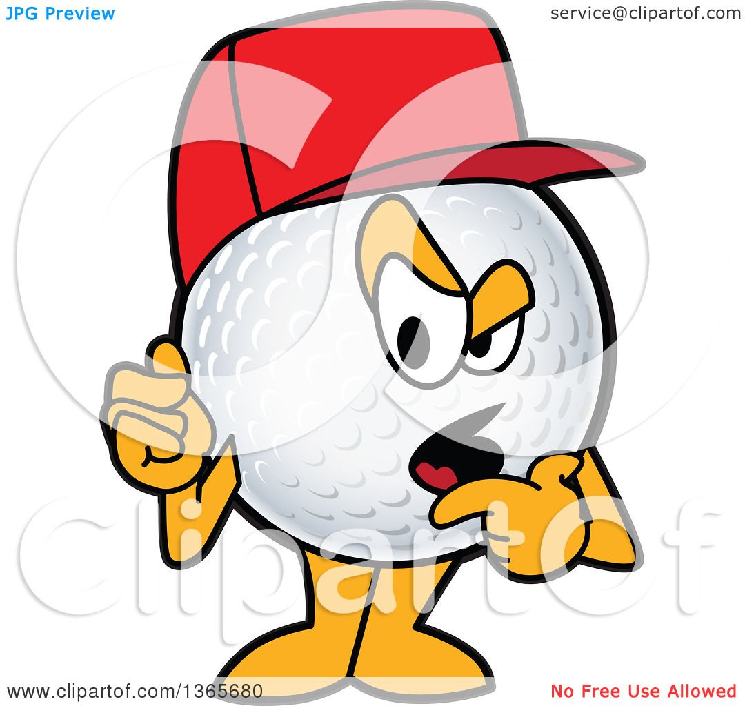 1080x1024 Clipart Of A Golf Ball Sports Mascot Character Wearing A Red Hat