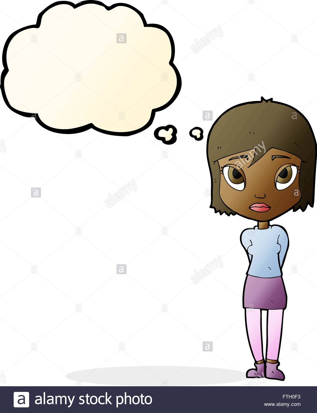 1067x1390 Cartoon Shy Girl With Thought Bubble Stock Vector Art
