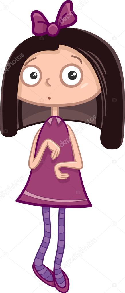 436x1022 Cute Shy Girl Cartoon Character Stock Vector Izakowski