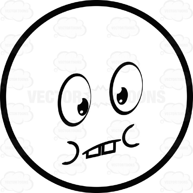 800x800 Quiet, Concerned Large Eyed Black And White Smiley Face Emoticon