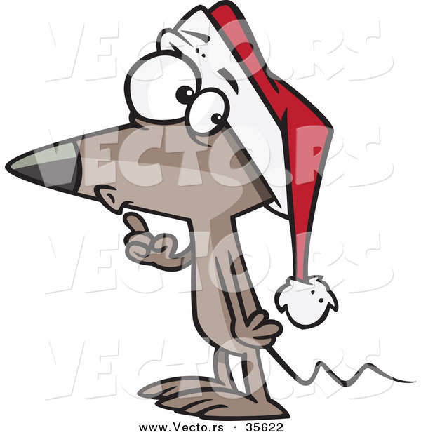 600x620 Cartoon Vector Of A Christmas Mouse Gesturing To Be Quiet By
