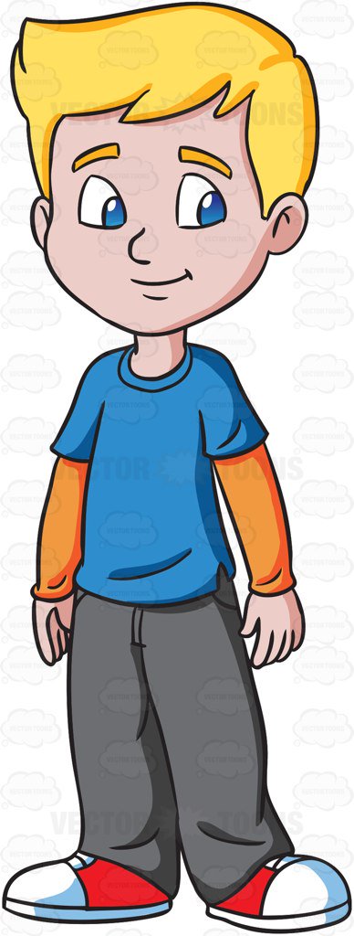 388x1024 A Quiet And Smiling Male Middle School Student Cartoon Clipart