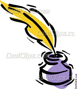 261x300 Feather Pens And Ink Well Vector Clip Art