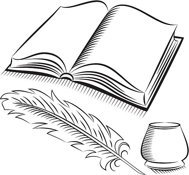 612x568 Book And Quill Clipart