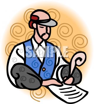 318x350 Old Fashioned Bookkeeper Writing With A Quill Pen