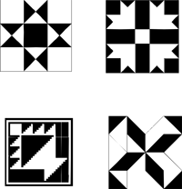200x208 Quilt Pattern Clip Art Black And White
