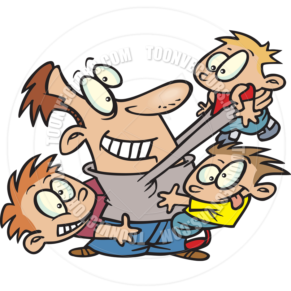 940x940 Cartoon Man Playing With Children By Ron Leishman Toon Vectors