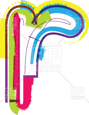 312x400 Colorful Grunge Letter R Royalty Free Vector Clip Art Image