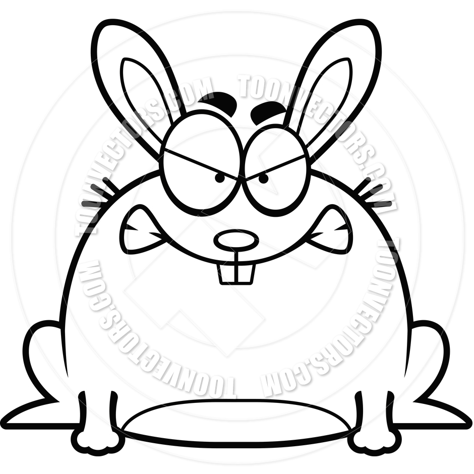 940x940 Cartoon Little Rabbit Angry (Black And White Line Art) By Cory