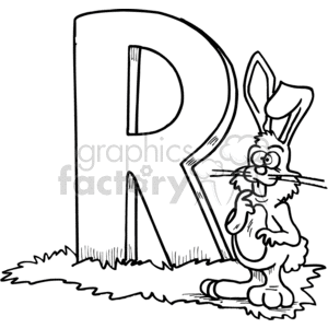 300x300 Royalty Free Black And White Alphabet Rabbit 373570 Vector Clip