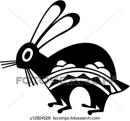 450x421 Clip Art Of , Bunnies, Bunny, Rabbit, Southwest, U12824528