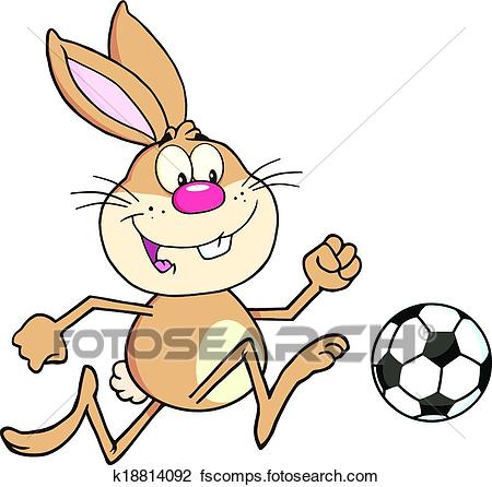 450x446 Clipart Of Rabbit Playing With Soccer Ball K18814092