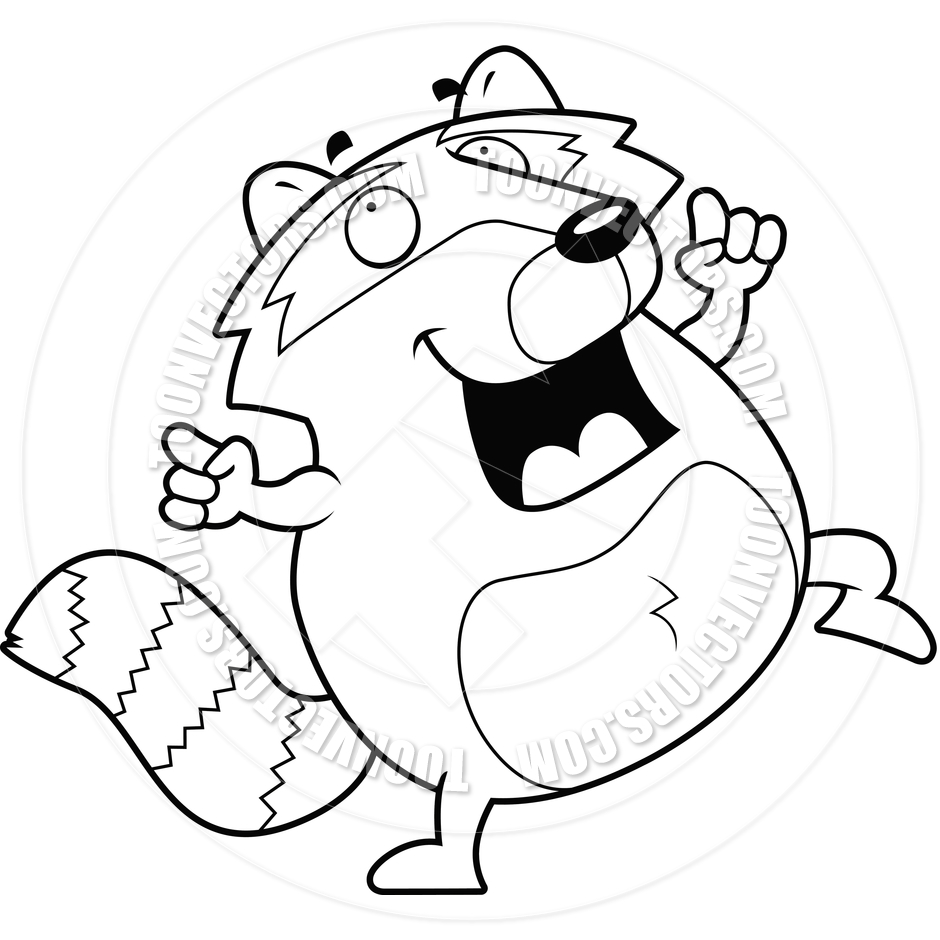 940x940 Cartoon Raccoon Dancing (Black And White Line Art) By Cory Thoman