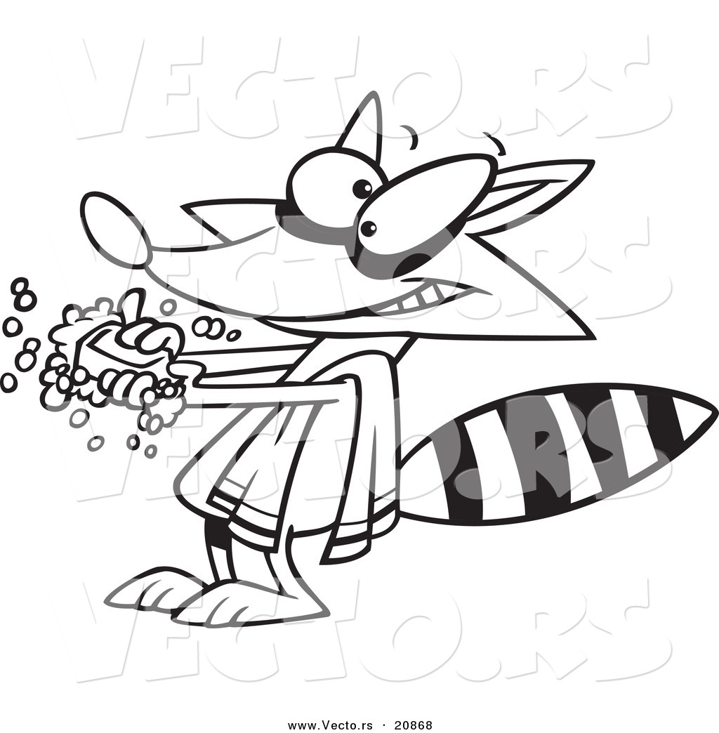 1024x1044 Vector Of A Cartoon Raccoon Washing His Hands