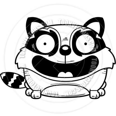 460x460 Cartoon Raccoon Happy (Black Amp White Line Art) By Cory Thoman