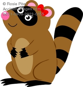 288x300 Clip Art Illustration Of A Female Raccoon With A Bow On Her Head