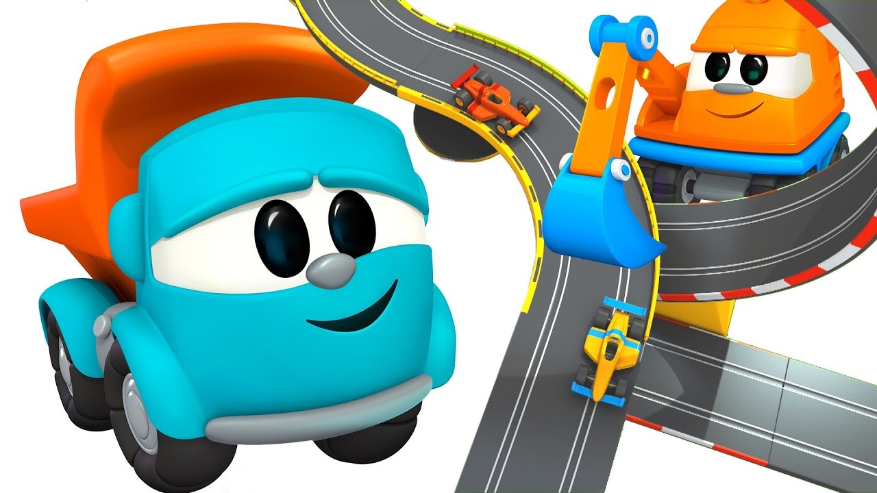 1280x720 Leo The Truck Builds A Race Track. Cartoons For Kids.