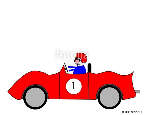 500x400 Cartoon Style Car Race Driver In Bright Red Sports Racing Car