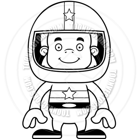 460x460 Cartoon Smiling Race Car Driver Sasquatch (Black And White Line