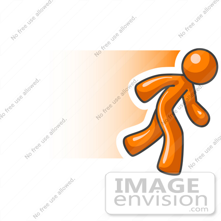 450x450 Clip Art Graphic Of An Orange Guy Character Sprinting Past During