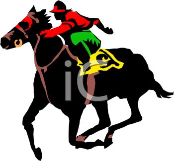 350x325 Picture Of A Jockey Riding A Horse In A Race In A Vector Clip Art