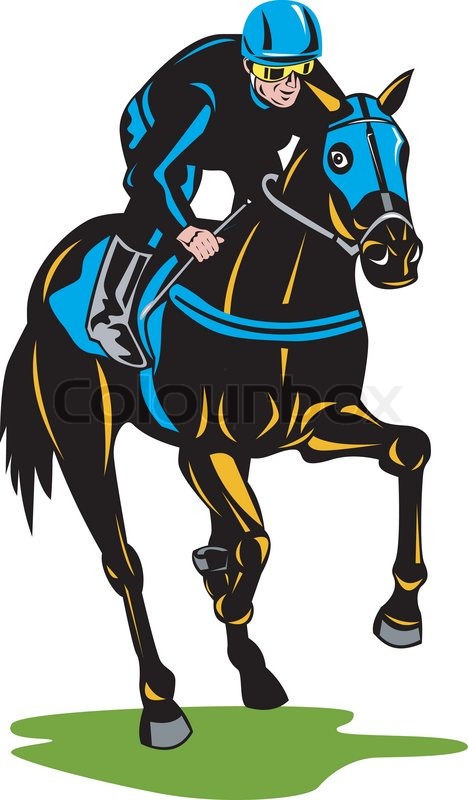 468x800 Horse Racing Equestrian Color Woodcut Stock Vector Colourbox