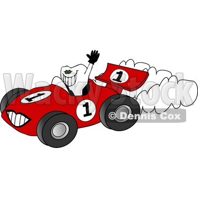 400x400 Healthy Tooth Driving A Race Car Clipart Djart