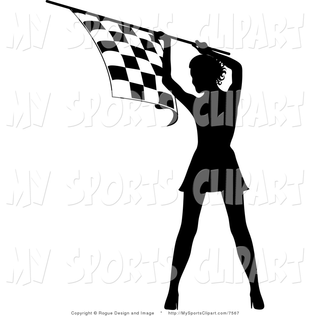 1024x1044 Sports Clip Art Of A Speedway Woman Holding A Checkered Flag By