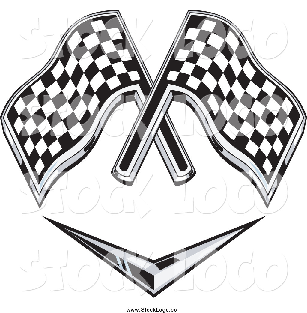 1024x1044 Vector Clipart Of Checkered Racing Flags Over A Chevron Symbol By