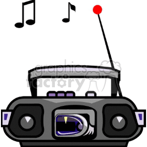300x300 Royalty Free Cartoon Radio Playing Music 150063 Vector Clip Art