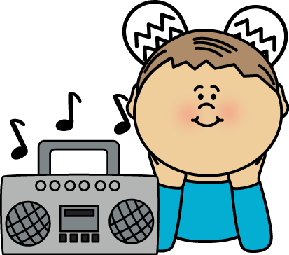 413x364 Boy Listening To Radio Clip Art