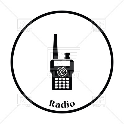 400x400 Thin Circle Design Of Portable Radio Icon Royalty Free Vector Clip