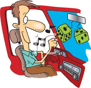 350x339 Cartoon Of A Man Driving With The Radio