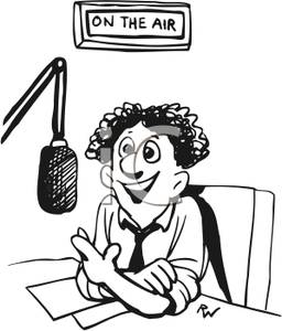 256x300 Male Radio Announcer Sitting And Talking On A Microphone On