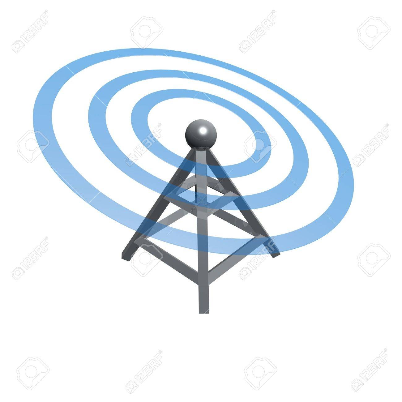 1300x1300 Wireless Tower With Radio Waves Isolated On White Background Stock