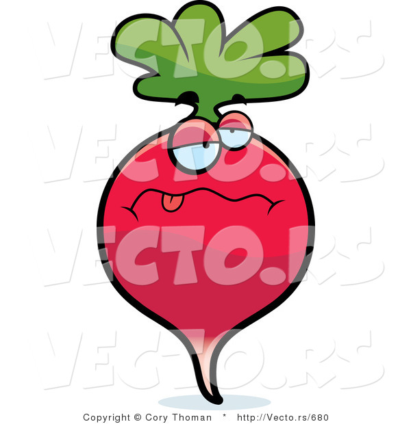 600x620 Cartoon Vector Of A Sick Radish By Cory Thoman