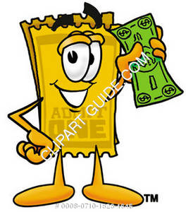 264x300 Illustration Of A Cartoon Ticket Character Holding Money