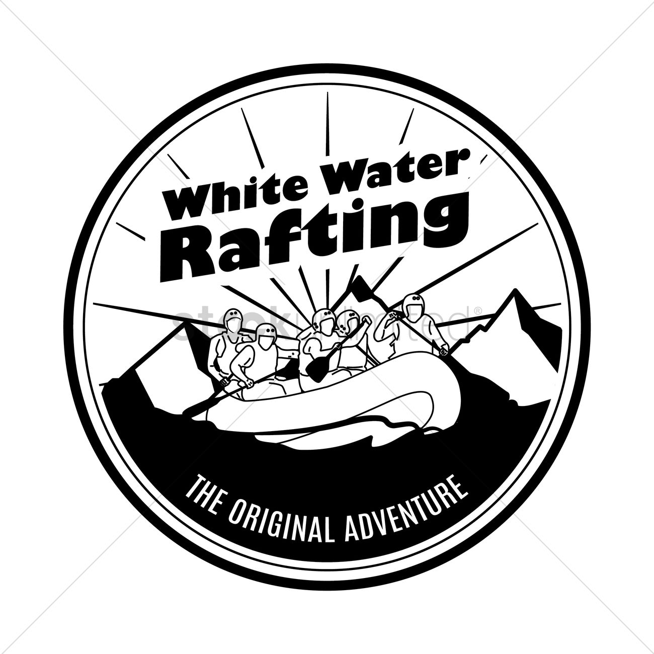 1300x1300 White Water Rafting Label Vector Image