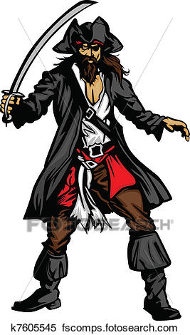 267x470 Clipart Of Pirate Mascot Standing With Sword K7605545