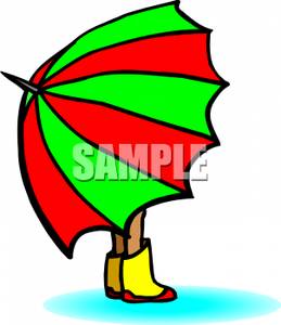 259x300 Person In Rain Boots Holding A Large Umbrella Clipart Picture