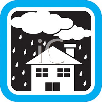 350x350 Weather Icon Showing Clouds Raining On A House