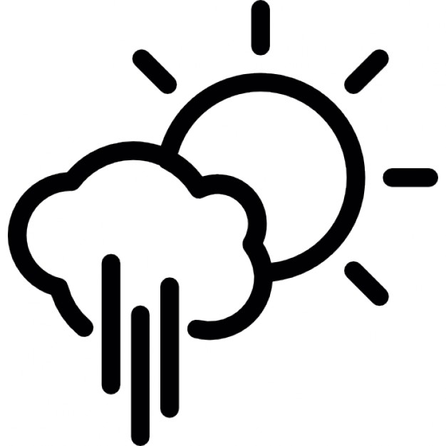 626x626 Sun Behind Cloud Outline With Rain Droplets Icons Free Download