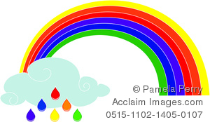 300x174 Art Image Of A Rainbow With A Cloud And Raindrops
