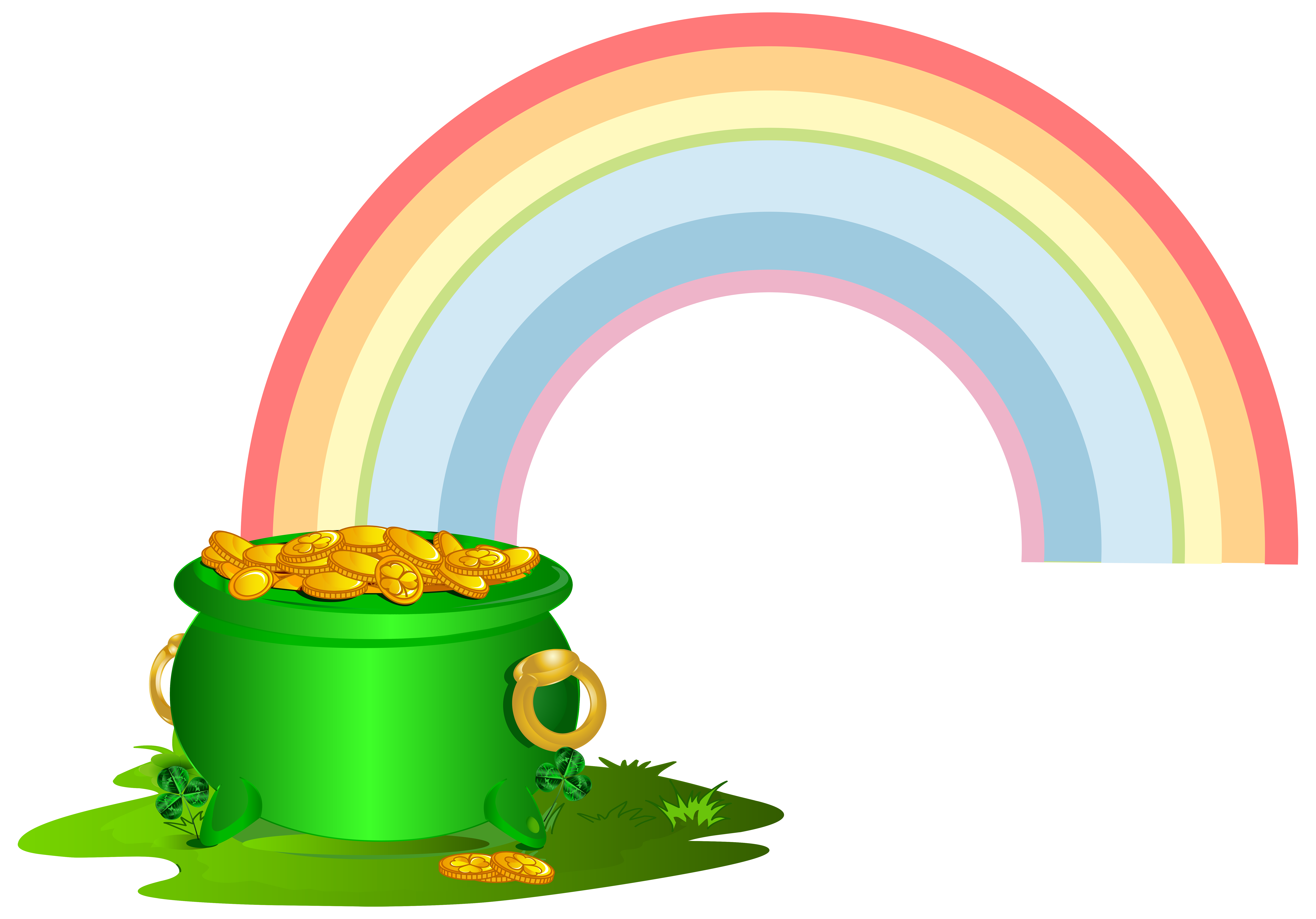 8000x5587 Green Pot Of Gold With Rainbow Png Clip Art Imageu200b Gallery