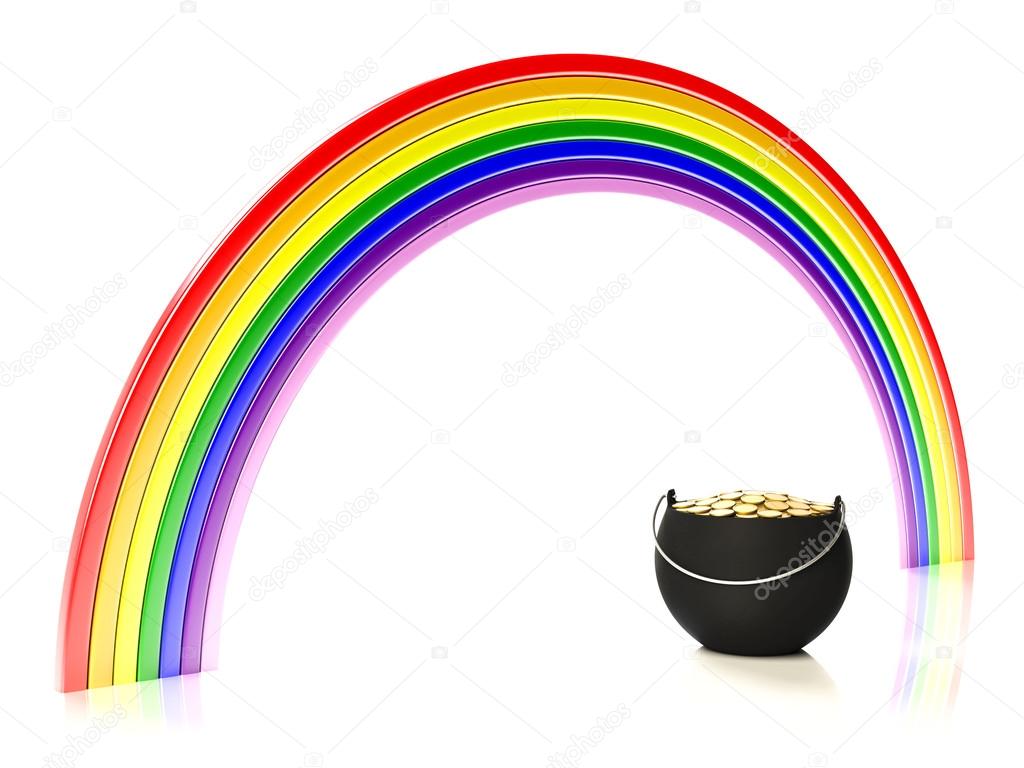 1024x768 Rainbow And Pot Of Gold Stock Photo Igonin