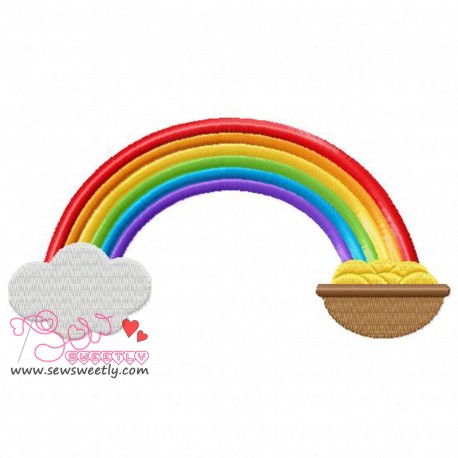 458x458 St. Patrick's Day Pot Of Gold With Rainbow Machine Embroidery Design